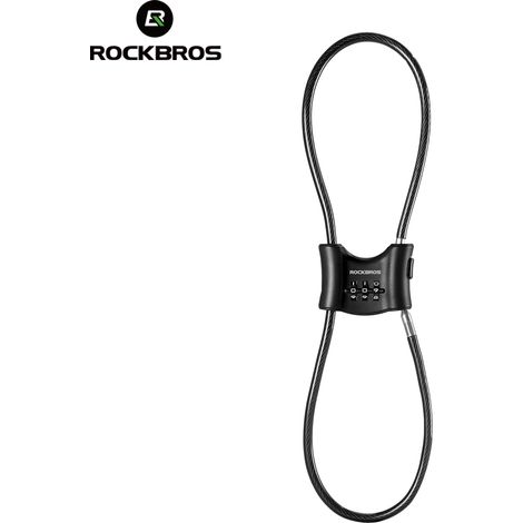 (Noir) Antivol de vélo portable à câble, cadenas à combinaison à trois chiffres, avec antivol pour casque, réglable. (1/5)