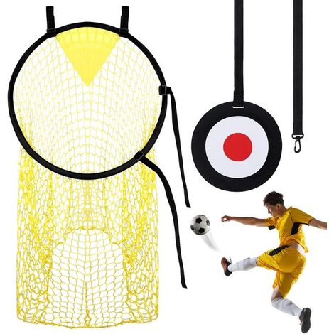 Filet cible d’entraînement de football, but avec boucles réglables, cible de précision pour tirs, entraînement sportif en extérieur, jaune (1/5)