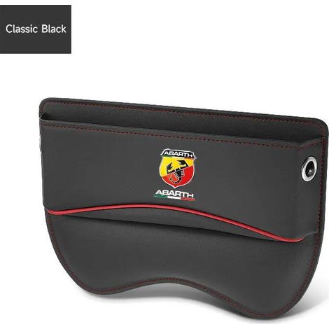 1 boîte de rangement pour siège auto, en cuir noir, compatible Fiat Abarth 595, Abarth 500, Abarth 124 Spider, poches entre sièges (1/5)