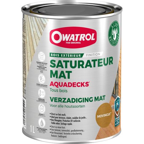 Owatrol-AQUADECKS®-Saturateur bois à l'eau-Movingui (ow25) 1 litre