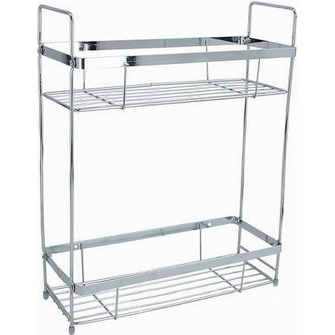 Trade Shop - Mensola Per Doccia Bagno Rettangolare 2 Ripiani Portaoggetti 30,5x12x38 Cm 79301 -