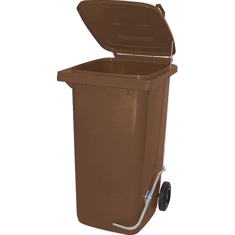 BRB Müllbehälter, Inhalt 80 Liter, HxBxT 930x445x520 mm, mit Fußpedal zur Deckelöffnung (braun)