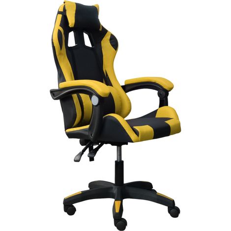 DASCK - Sedia Gaming Ergonomica Reclinabile Cuscini Lombari 200 kg - Giallo (1/5)