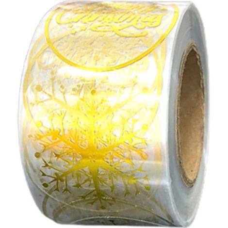 500 autocollants Noël dorés flocon de neige ronds adhésifs enveloppes déco Xmas (1/5)