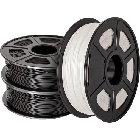 3D-Drucker-Filament, PLA-Material, 1,75 mm Durchmesser, 3 Rollen pro Packung, PLA-2BK-1WT (1/2)