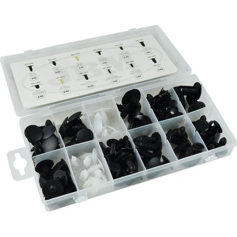 Assortiment clips en plastique universel coffret 128 pieces (1/2)