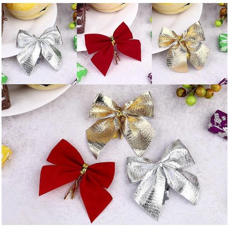 Décorations de sapin de Noël avec nœuds, 36 nœuds scintillants (1/5)