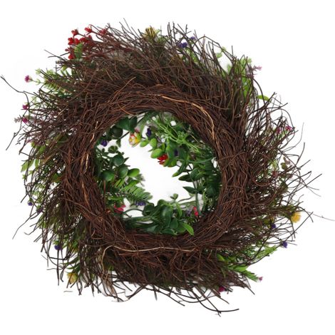 Couronne de Fleurs Artificielle pour Porte d'Entrée avec Lavande - Diamètre 40cm, Matière Plastique, 290g, Comprend 1 Couronne (1/5)