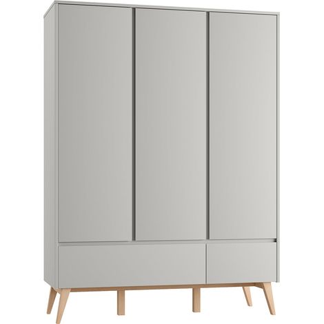 Armadio 3 ante 2 cassetti Swing grigio e marrone 200cm (1/4)
