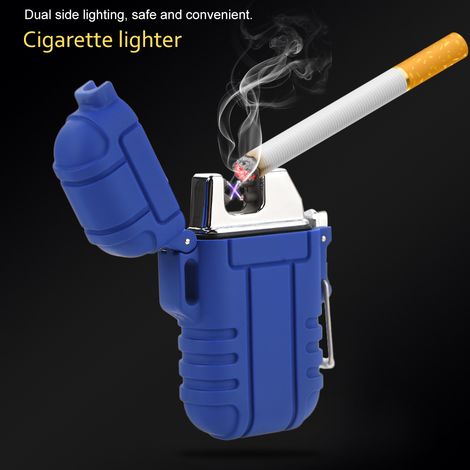 Briquet électrique portable mini à double arc rechargeable USB et étanche (bleu) (1/5)