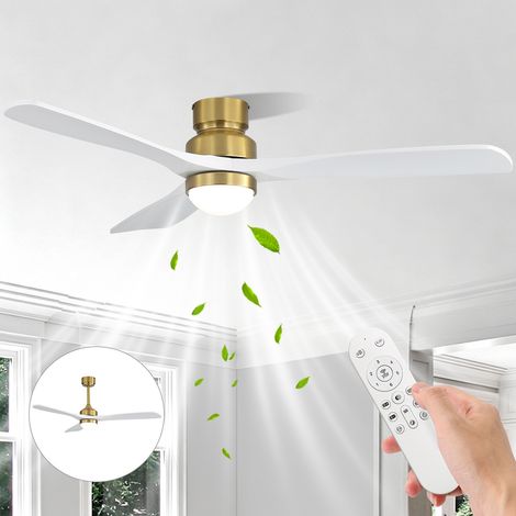 Ventilateur de Plafond avec Lampe LED Dimmable 132cm 52" - Moteur DC Silencieux avec Télécommande, 3 Températures de Couleur, Réversible Été/Hiver & Double Montage (1/5)