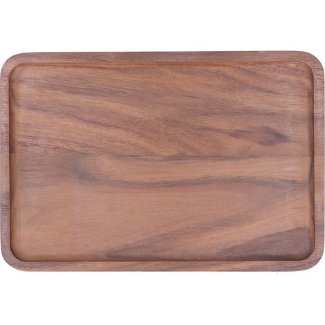 Assiette Carrée en Noyer pour Service, Décoration, Fruits, Desserts ou BBQ - Plateau Bois 25x17x1.5 cm (1/5)