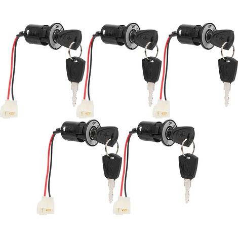 Ensemble de 5 clés de contact à verrouillage électrique pour trottinette électrique, grande tête, verrou de porte électrique, deux câbles (1/5)