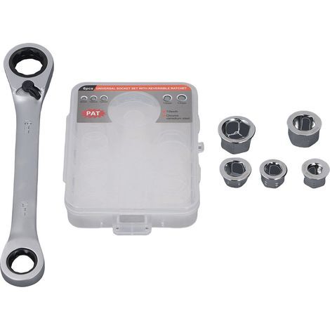 Clé à cliquet réversible 72 dents 12 pans 14 mm 19 mm à double extrémité avec 5 douilles (1/5)