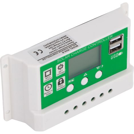 Contrôleur solaire PWM à identification automatique, chargeur solaire double port USB avec câble PV pour usage domestique 24 V 12 V 20 A (1/5)