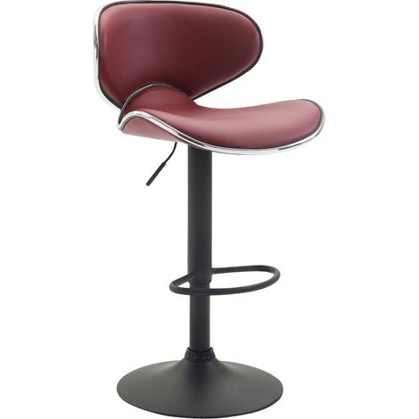 Sgabello da bar x1 sedute moderne con linee ondulate in PVC bordeaux base a tromba in metallo nero 100005678