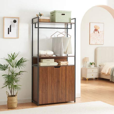 Perchero burro Larem 180x84x40cm con puertas - Efecto nogal [en.casa]