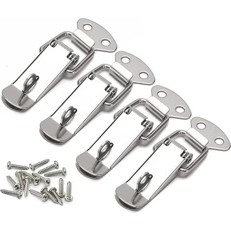 Lot de 4 fermoirs de tension en acier inoxydable, fermoir à levier de 56 mm, loquet à bascule à ressort, clip de serrage, fermeture de boîte, loquet de verrouillage pour boîte à outils