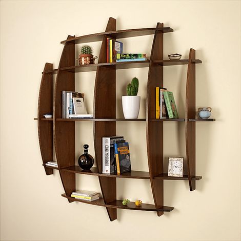 Libreria in Legno da Parete Mobile Scaffale Libri MADE IN ITALY mod. Luna Noce L150 x P30 x 150H (1/2)
