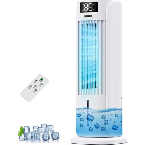 Rafraîchisseur d'Air Mobile 4 en 1 avec Télécommande, 2 Modes, 6 Vitesses, Oscillation 90°, Minuterie 12H - Silencieux - Climatiseur Mobile Sans Tuyau d'Évacuation, pour la Maison/Bureau (1/5)