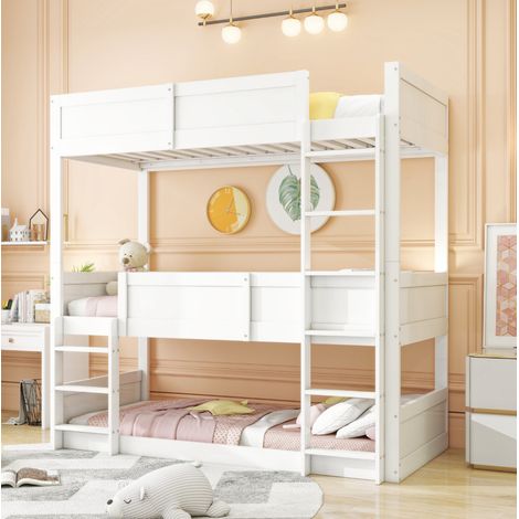 lit chambre couchage gain de place 90x200 bois blanc OKMYHOME (1/5)