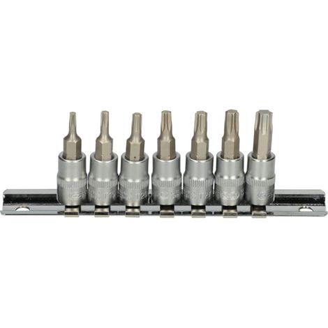 Rail de 7 douilles tournevis Torx - douille torx 1/4" - T10-T40