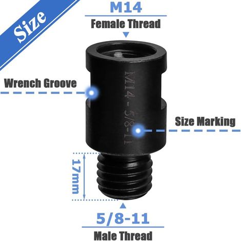 Adattatore per smerigliatrice angolare in 2 pezzi da M14 a 5/8-11 - Connettore di interfaccia filettato per utensili rotanti - ALTRO (1/4)