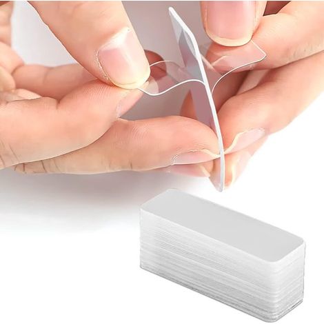 100 fogli di nastro adesivo biadesivo extra forte, riutilizzabile, trasparente, lavabile, realizzato in nanomateriale, per attaccare decorazioni. (1/5)