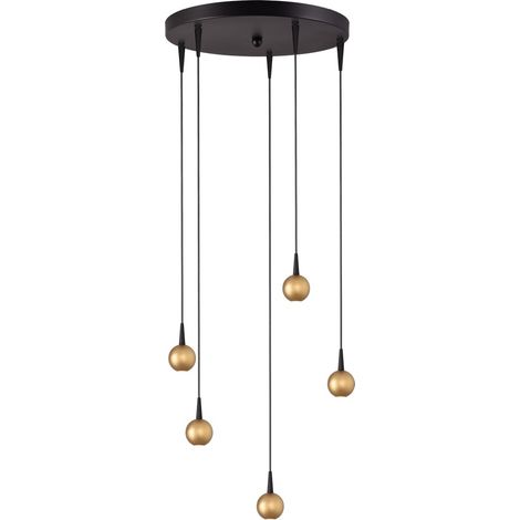 Lampe suspendue à 5 lumières Talana noir avec or Ø 35cm DTW - 2412-05-02-35-5 (1/3)