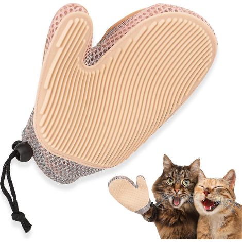 Gants de toilettage pour animaux, gants brosses pour chats, gants brosses double face douces pour enlever les poils d'animaux, gant anti-poils pour nettoyer canapé et tapis, rose (1/5)