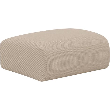 Pouf en velours côtelé fines côtes beige POGNI de Maison Céphy (1/5)