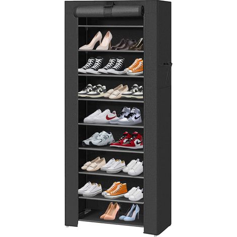 Zapatero de 10 Niveles, Zapatero de Tela Ahorra Espacio, Almacenaje Zapato, Negro 60x30x160cm (1/5)