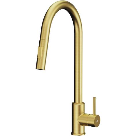 Monomando Cocina Extraible Round Acero Oro - GME (1/3)