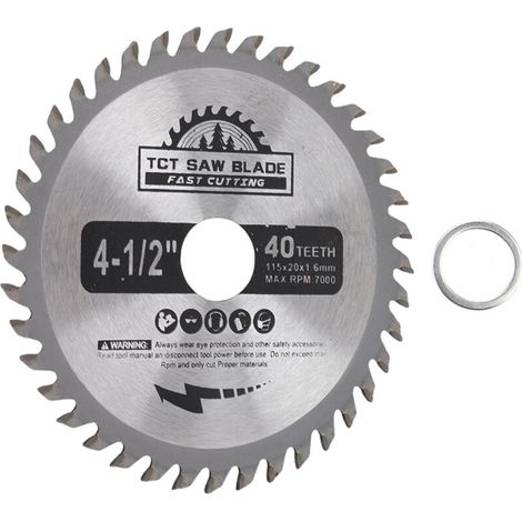 Disque de coupe en carbure pour scie circulaire à bois, 115 x 1,6 x 20 mm, 40 dents (1/4)