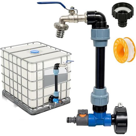 Robinet de sortie IBC col de cygne, adaptateur IBC, robinet sphérique, robinet à col de cygne, robinet pour réservoir d'eau (1/5)