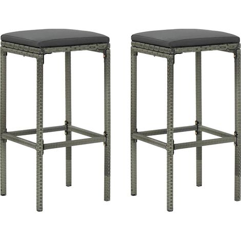Taburetes de cocina con cojines 2 uds ratán sintético gris vidaXL