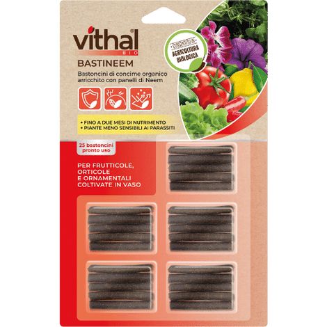 CONCIME FERTILIZZANTE 25 BASTONCINI PRONTI ALL'USO, BASTINEEM VITHAL BIO KB