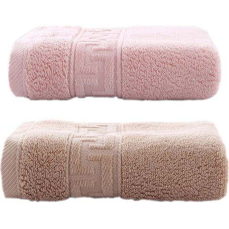 Serviette Éponge - Coton Absorbant 34x74 Cm - Pour Salle De Bain Cuisine Spa - Lot De 2 (1/5)