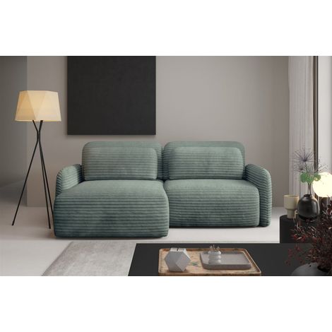 Ecksofa Schlafsofa Sofa SIMONE in Stoff Ambience Meeresgrün Ottomane Links