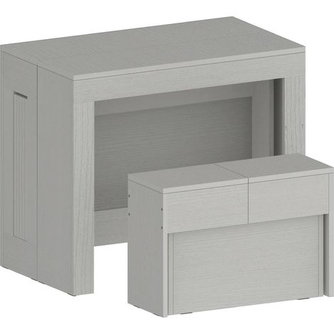 Dmora - Set tavolo e sedie Crispin, Composizione multiuso, Set con consolle e 1 panca allungabili, 100% Made in Italy, 66x25h45 cm, Bianco, con imballo rinforzato