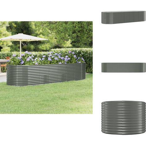 Lit surélevé de jardin Acier enduit de poudre 322x100x68cm gris - Jardiniere Surélevée - Bac À Fleurs - Pots De Jardin - Décoration Extérieur - Fleurissement Balcon (1/5)
