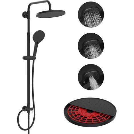 Duschsystem mit Regendusche und Handbrause, Selbstreinigung, Mattschwarz (1/5)