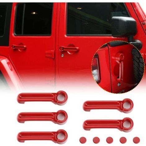 [NON UTILIZZATO] Kit de couverture de poignée de porte et de hayon Rouge pour Jeep Wrangler JK 2007-2018 / Jeep Liberty 2008-2012 / Dodge Nitro 2007-2011 (1/4)