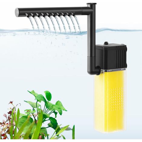 8W 16W Filtre Immersible pour Aquarium, Filtre Interne de Bassin à Poissons Silencieux avec Barre de Pulvérisation, Puissant Filtre pour Aquarium de 15-300L(8W pour 15 – 120 litres) (1/5)