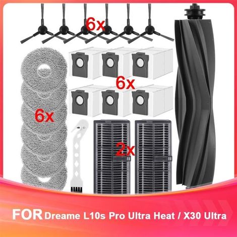 pour Aspirateur Robot pour Dreame L10s Pro Ultra Heat / X30 Ultra, Brosse Principale, Sacs à Poussière, Lingettes, Filtres (1/5)