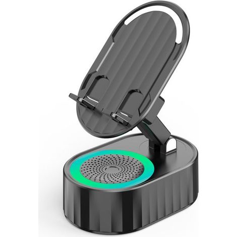 Noir, haut-parleur Bluetooth pliable intelligent, son 9D, batterie 3000mAh, support téléphone, fonction power bank (1/5)
