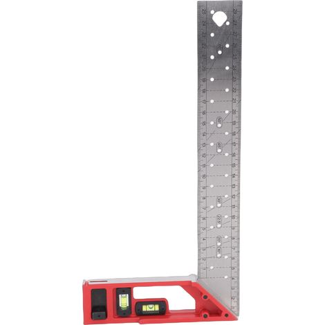 [JAMAIS UTILISÉ]Équerre multifonctionnelle pour le travail du bois, règle de traçage haute précision en forme de L avec niveau à bulle à double axe pour la menuiserie et la construction, 300 mm (1/5)