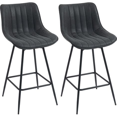 Lot de 2 tabourets de bar pivotants de 68 cm avec dossier, pour îlot de cuisine ou salle à manger, noir. (1/5)