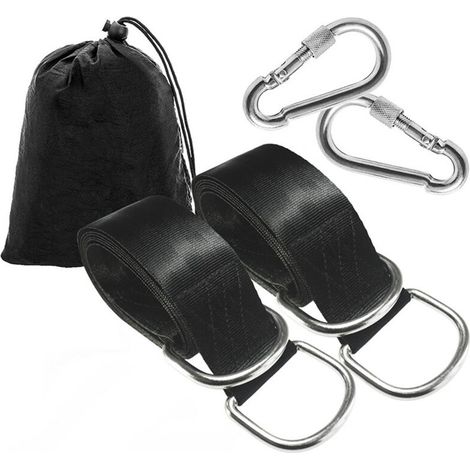 Sangles de suspension pour balançoire d'arbre, balançoires en corde pour arbre, kit de suspension avec mousquetons de sécurité, terylene, convient à toutes les balançoires et hamacs, 5cm1.2m (1/2)