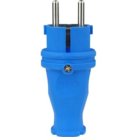 Fiche droite en caoutchouc 16 A 230 V bleue Schuko monophasée (1/5)